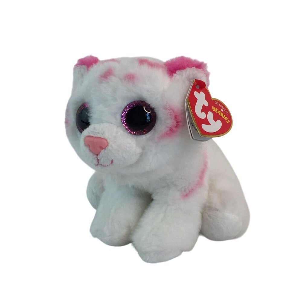 Ty Beanie Boos‎ Tabor White Pink Tiger Plush 7" Stuffed Animal Toy NWT